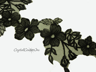 Black Floral Lace Embroidered Applique
