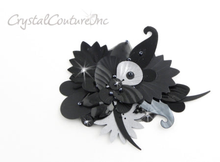 Crystal Couture Trachelium Flower Patch - Beaded Hair Clip Applique