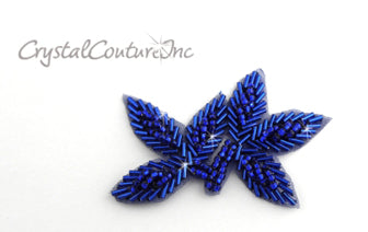 Sapphire Beaded Leaf Applique