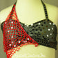 Gray Bra-Top & Trunk with Red Netting - Swarovski Rhinestones