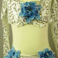 White Floral Lace Bra-Top and Trunk/Skirt with Blue Accents - Swarovski Rhinestones