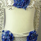 White Floral Lace Bra-Top and Trunk/Skirt with Blue Accents - Swarovski Rhinestones