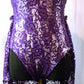 Purple Floral Lace Leotard over White Lycra with Skirt - Swarovski Rhinestones