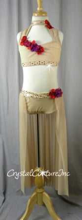 Shimmery Nude Top & Trunk/ Long Skirt - Swarovski Rhinestones