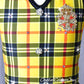 Yellow, Black & Red Plaid Vest and Skirt - Swarovski Rhinestones