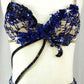 Navy Blue Bra Top & Tendril Skirt - Swarovski Rhinestones