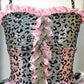 Black/Pink Animal Print Top with Black Trunk/Bustle Skirt - Swarovski Rhinestones