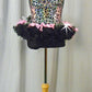 Black/Pink Animal Print Top with Black Trunk/Bustle Skirt - Swarovski Rhinestones