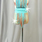 Lt Turquoise & Orange Connected Top & Trunk with Fringe - Swarovski Rhinestones
