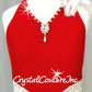 Red Velour with White/Silver Sequin Leotard with Ruffles