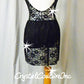 Black Floral Lace Leotard with White Lining/Attached Half-Skirt - Swarovski Rhinestones