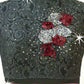 Gray and Burgundy 2Pc Long-Sleeved Top and Booty Shorts/Skirt - Swarovski Rhinestones