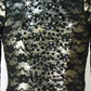 Black Long-Sleeved Lace Leotard with Silver Lining and Peplum Skirt - Swarovski Rhinestones