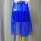Blue 2 Piece Top with Blue Sheer Mesh Skirt and Trunks - Swarovski Rhinestones