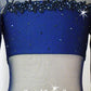 Navy Blue Lycra and Sheer Mesh Leotard with Back Skirt - Swarovski Rhinestones