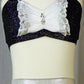 Shimmery Black 2 Piece Halter Top & Trunks/Split Back Skirt - Swarovksi Rhinestones