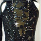 Black Sequined Leotard with Collar and Short Back Skirt - Swarovski Rhinestones