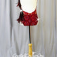 Burgundy Open Net Lace Leotard with Embroidered Appliques and Feathers - Swarovski Rhinestones
