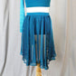 Dark Teal Blue 2 Piece Asymmetrical Top and Booty Shorts/Chiffon Skirt