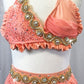 Coral/Orange 2 Piece Bra Top and High-Low Skirt/Trunks - Swarovski Rhinestones