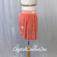 Coral/Orange 2 Piece Bra Top and High-Low Skirt/Trunks - Swarovski Rhinestones