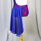 Fuchsia and Navy Blue Lace Leotard with Side Skirt - Swarovski Rhinestones