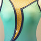 Blue Ombre Leotard with Nude Mesh Panels on Front and Back - Swarovski Rhinestones