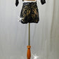 Black Lace with Nude Lycra 3/4 Sleeve Top and High-Waist Shorts - Rhinestones