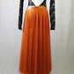 Burnt Orange/Black 1-Piece Dress with Lace Bodice/Sleeves and Long Mesh Skirt