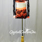Orange Top & Booty Shorts with Black Floral Lace - Swarovski Rhinestones