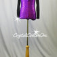 Purple Sequined Leotard with Black Sparkly Mesh Sleeves - Swarovski Rhinestones