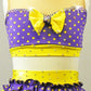 Purple/Yellow Polka Dot Crop Top & Trunks with Ruffles - Swarovski Rhinestones