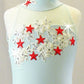 Light Blue Leotard with Sheer Mesh Draping - Swarovski Rhinestones