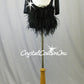 Black 3/4 Sleeve Leotard with Feather Bustle Skirt - Swarovski Rhinestones