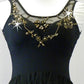 Black Leotard and Crepe Skirt with Black/Gold Appliques - Swarovski Rhinestones