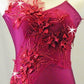 Ruby Leotard with Red Embroidered Floral Appliques - Swarovski Rhinestones