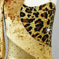 Gold/Cheetah Print Velour Asymmetrical Bike-A-Tard - Swarovski Rhinestones