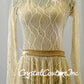 Nude Pattern Sheer Mesh L/S Leotard with Nude Base and Skirt - Swarovski Rhinestones