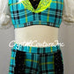 Blue and Green Plaid Top and Booty Short with White Lace - Swarovski Rhinestones