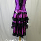 Latin Inspired Purple and Black Corset, Leotard and Tiered Skirt - Swarovski Rhinestones