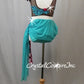Teal Blue & Brown Sheer Top and Trunk/Skirt with Beaded Appliques