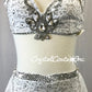 White Floral Lace Top and Trunks/Half Skirt - Swarovski Rhinestones