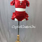 Red Metallic Lycra 2 Piece Crop Top and Briefs/Tiered Back Skirt