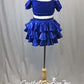 Royal Blue Metallic Lycra 2 Piece Crop Top and Briefs/Tiered Back Skirt