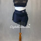 Navy Crop Top and Booty Shorts/Asymmetrical Skirt - Swarovski Rhinestones