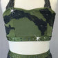 Olive Green and Grey 2 Piece Halter Bra Top with Skirt-Swarovski Rhinestones