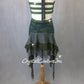 Olive Green and Grey 2 Piece Halter Bra Top with Skirt-Swarovski Rhinestones