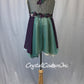 Taupe Top & Short w/Plum, Green, Ivory Empire Waist Skirt - Rhinestones