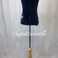 Navy Blue Velour and Floral Lace Leotard - Swarovski Rhinestones