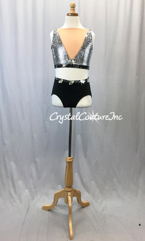 Custom Graphite Metallic Top with Black Trunks - Swarovski Rhinestones